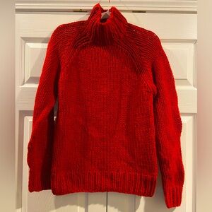 Vintage Dkny Sweater Women’s Small Red Chunky Ribbed Rolled Neck Collar Knit